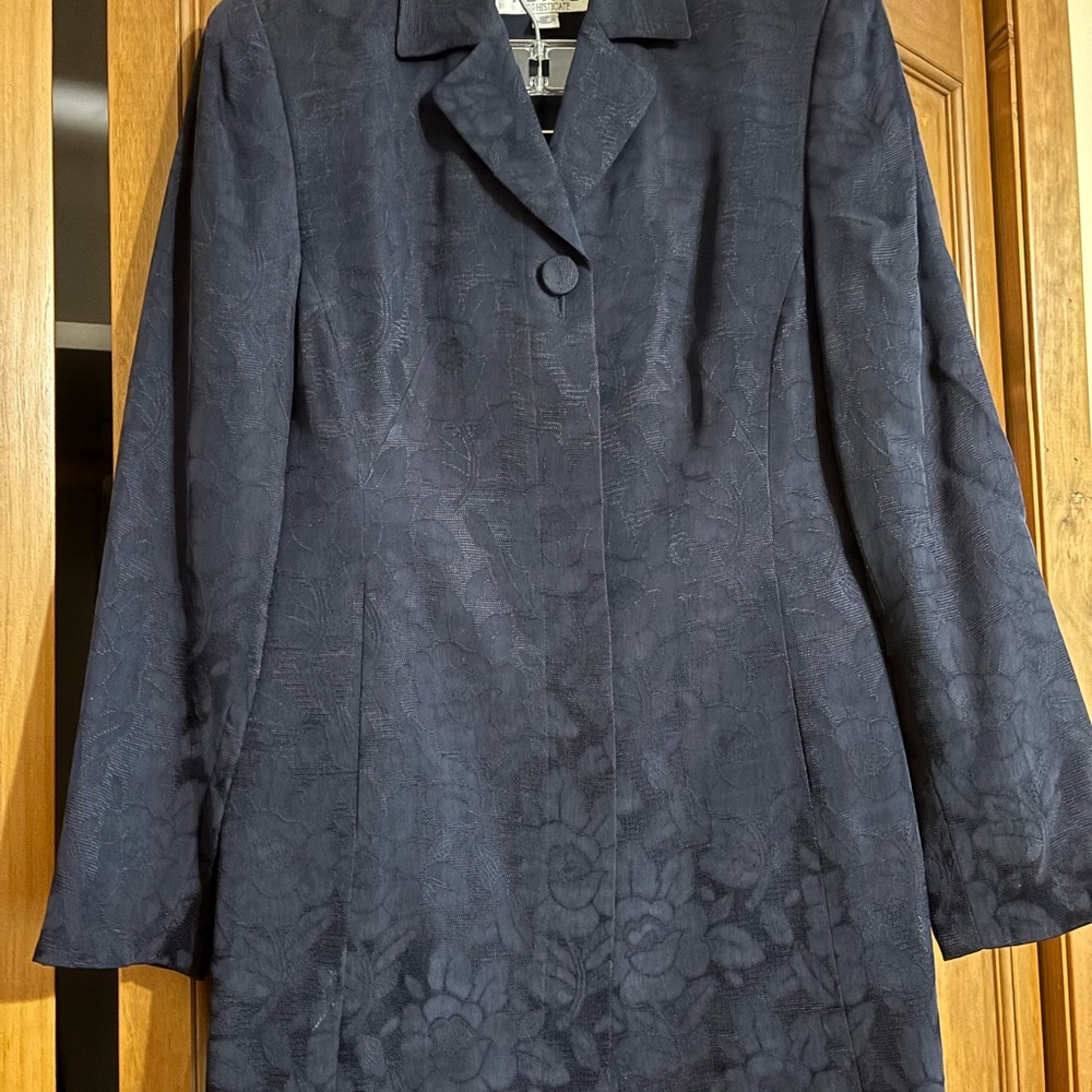 Vintage Petite Sophisticate Navy Silk Look Suit